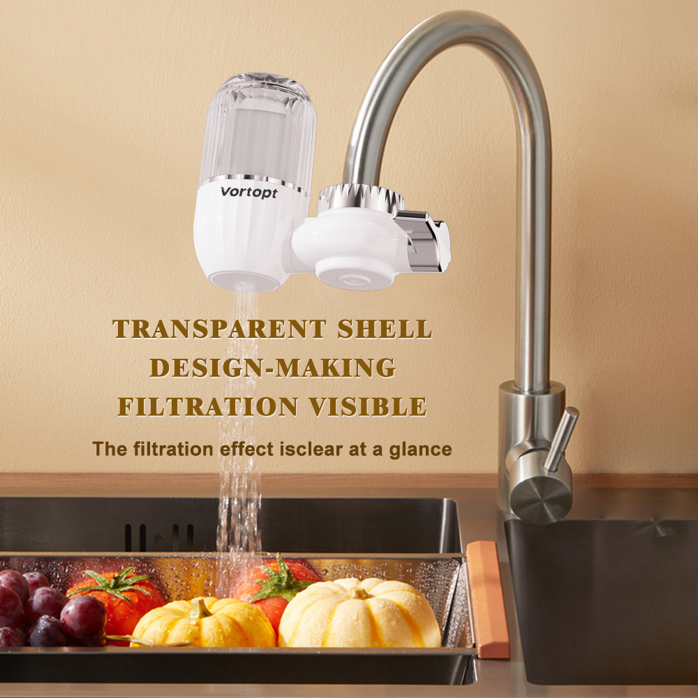 Vortopt Water Filter for Sink Faucet,Faucet Water Filter NSF Certified,400 Gallon Capacity,Activated Carbon,Reduces 99% Chlorine and Odor,3-6 Month Lifespan,T4 CTO,a filter element.