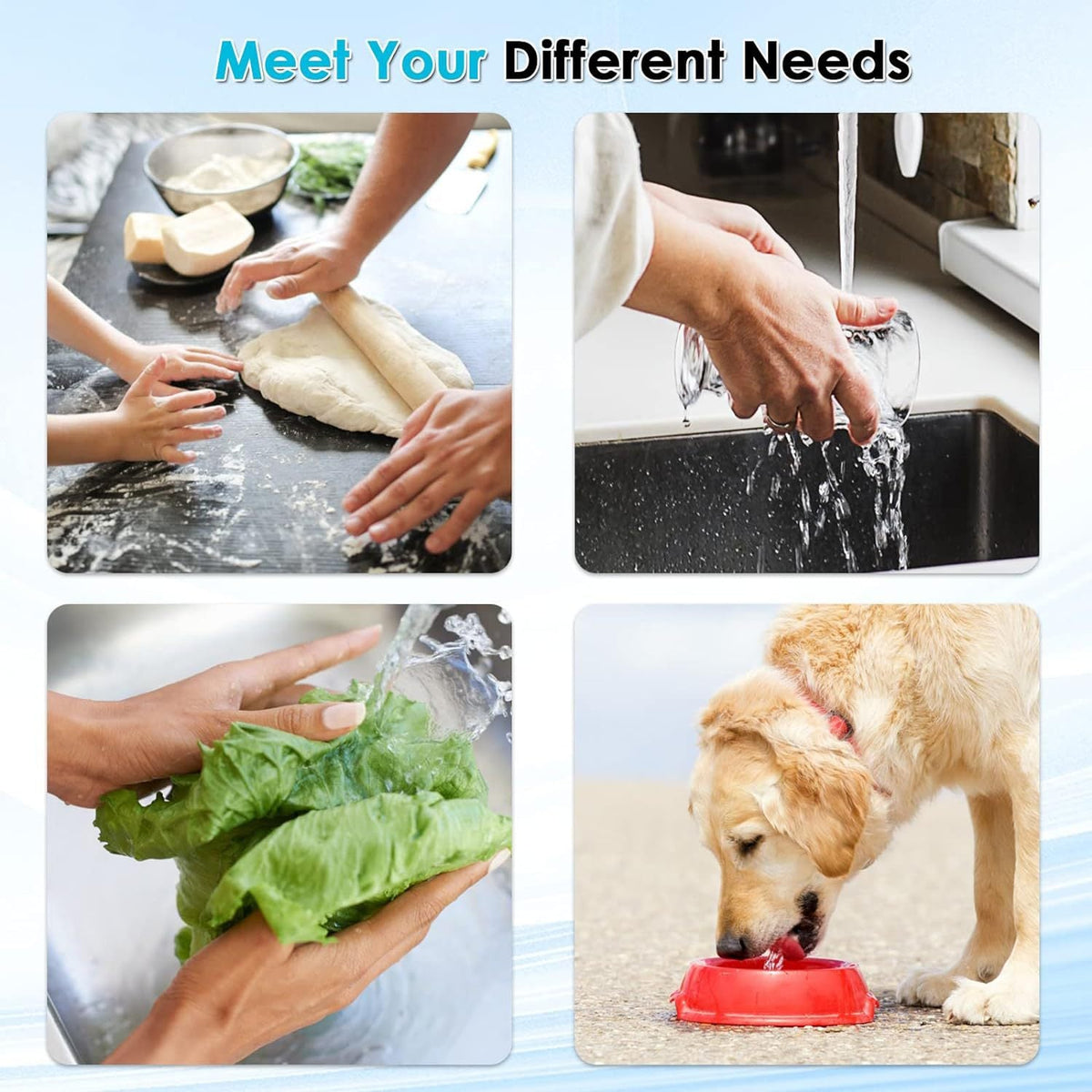 Faucet Filter, NSF Certified, 400 Gallon High Efficiency Water Purification System, Fast 99% Chlorine & Odor Removal, Modern Simple Silver with 1 Water Filter（T1-Silver）
