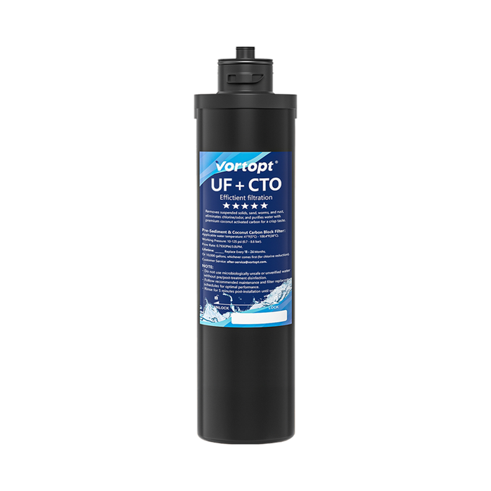 VORTOPT Q5-UF-M Replacement Water Filter Cartridge for Under Sink Systems, 14000 Gallon Capacity, NSF Certified, Reduces Chlorine and Particles