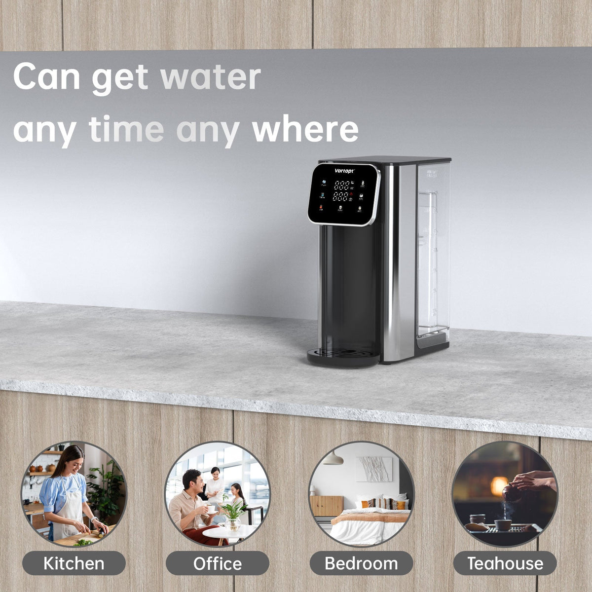 Vortopt Countertop Instant Heat Water Filter Dispenser, NSF Certified Water Filtration Pitcher UR05 - Vortopt