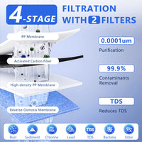 DR2-Black-1000GPD Under Sink Water Purifier 3:1 Pure to Drain, Tankless RO Water Filter System, 0.0001um Purification for Drinking, Reduces TDS, Smart Faucet, Vortopt - Vortopt