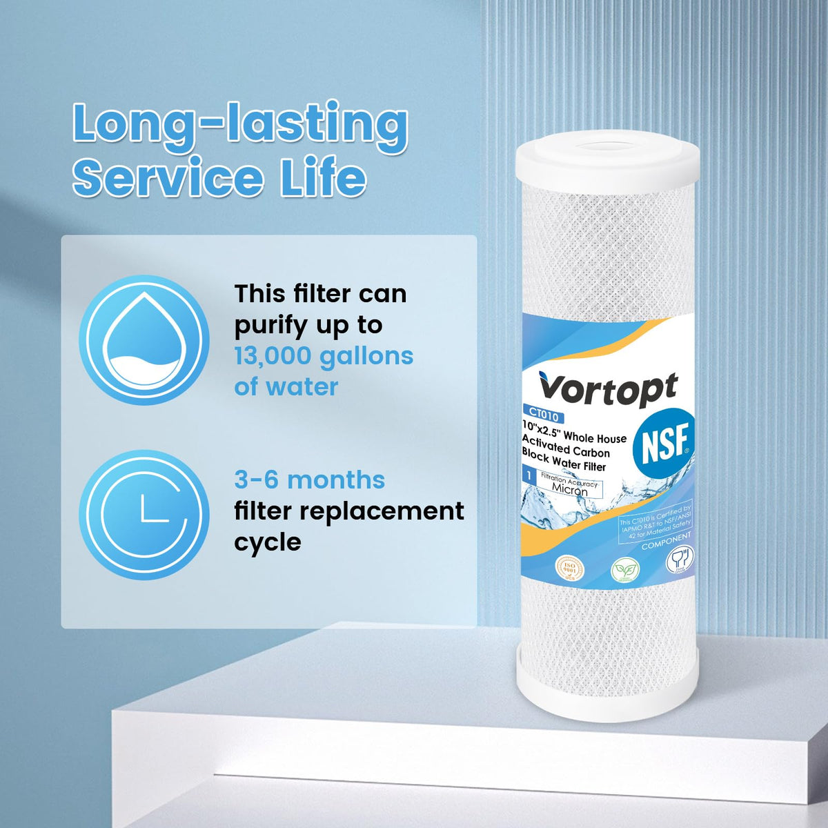 2CTO-10 Replacement Cartridge for Any Standard RO Unit, Vortopt - Vortopt