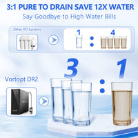 DR2-Black-1000GPD Under Sink Water Purifier 3:1 Pure to Drain, Tankless RO Water Filter System, 0.0001um Purification for Drinking, Reduces TDS, Smart Faucet, Vortopt - Vortopt