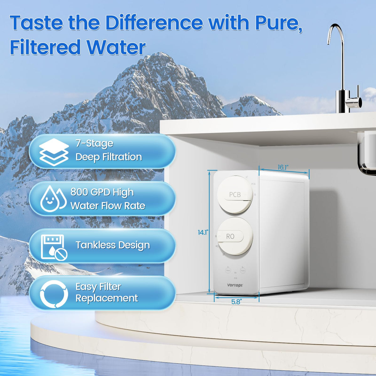PCB/RO Replacement Filter Compatible with DR4 Reverse Osmosis Water Filter System,Vortopt - Vortopt