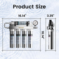 U1 Ultrafiltration 0.01 Micron Under Sink Water Filter - Stainless Steel 5-Stage High Chlorine Reduction Water Filtration System, Vortopt - Vortopt