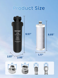 Under Sink Water Filter System - 19K Gallons Reduces Lead, Chlorine, 304 Stainless Steel Faucet, Q8-C1 (2 Filters) - Vortopt